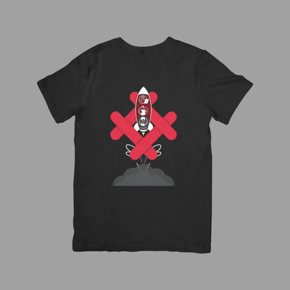 Изнад и даље, црна дечија мајица