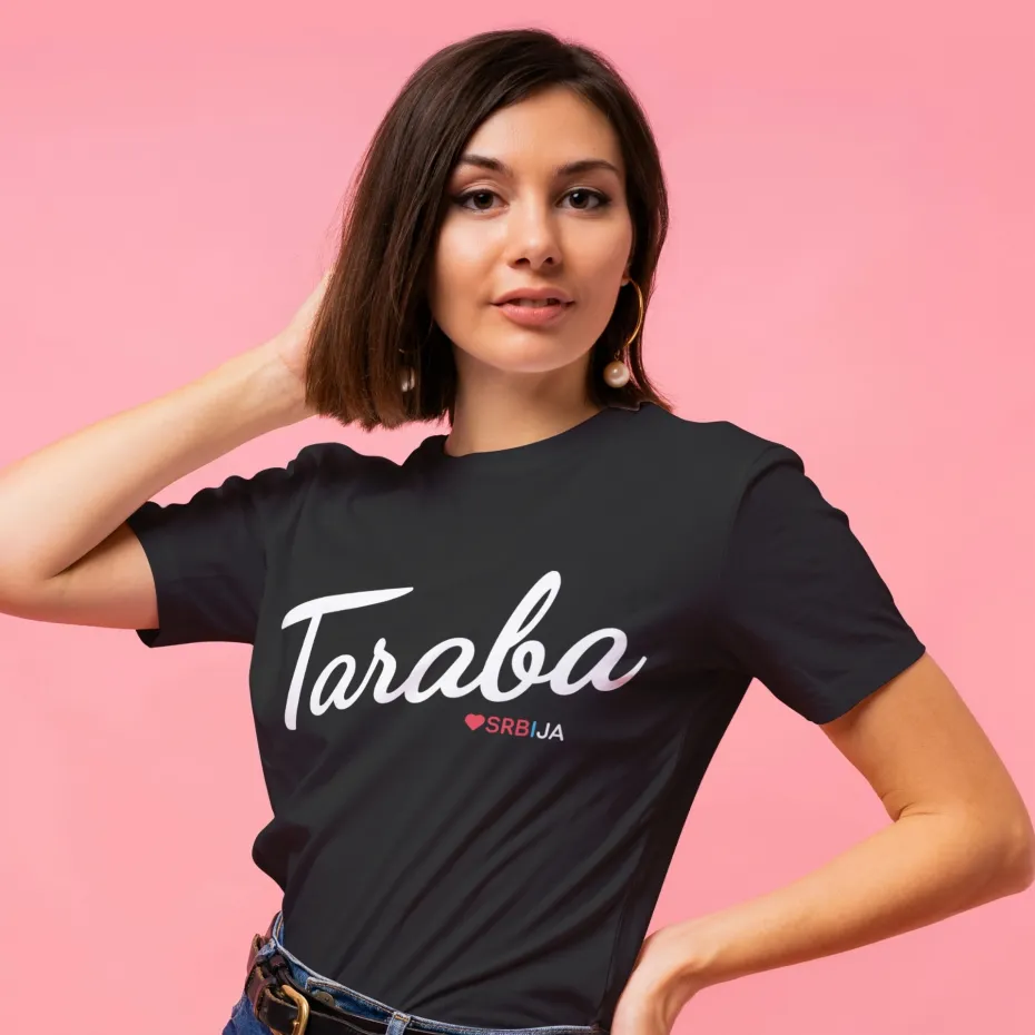 Тараба Србија и ја - Латиница, црна женска мајица